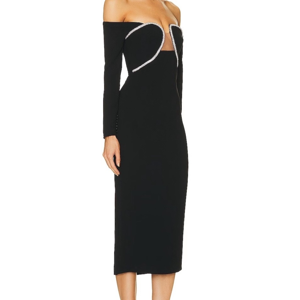 Self-Portrait Off Shoulder Heavy Midi Dress - Picture 3 of 4